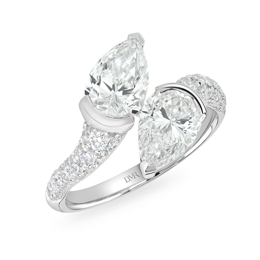 Pearfection Platinum Diamond Ring