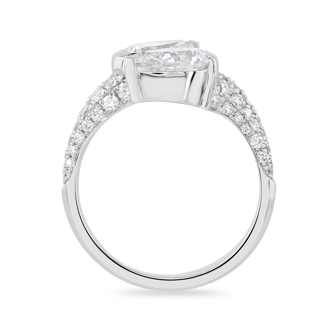 Pearfection Platinum Diamond Ring