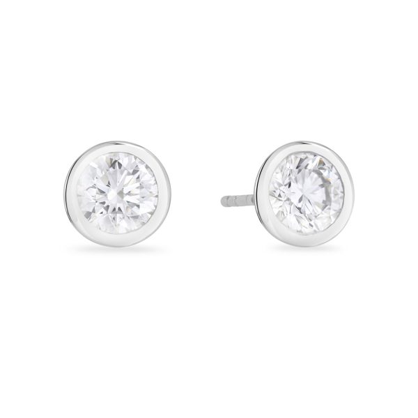 Day Diamonds Platinum Round Brilliant Cut Diamond Stud Earrings