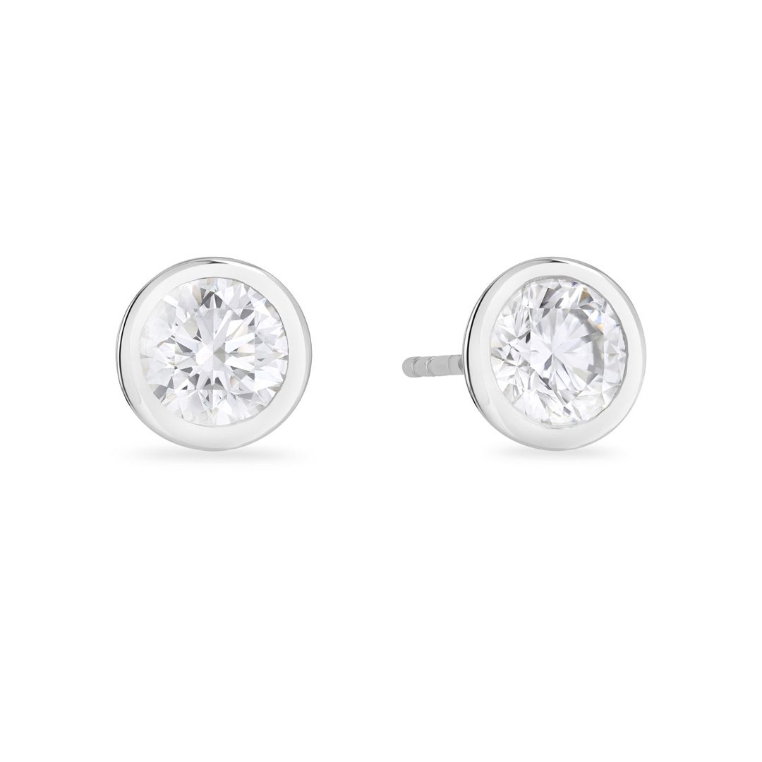 Day Diamonds Platinum Round Brilliant Cut Diamond Stud Earrings