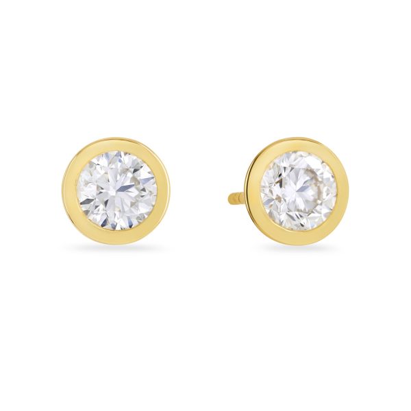 Day Diamonds Yellow Gold Round Brilliant Cut Diamond Stud Earrings