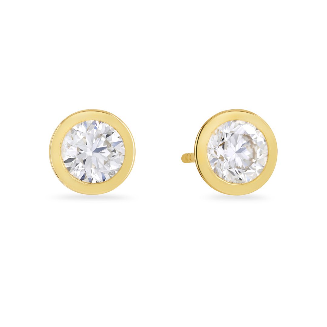 Day Diamonds Yellow Gold Round Brilliant Cut Diamond Stud Earrings