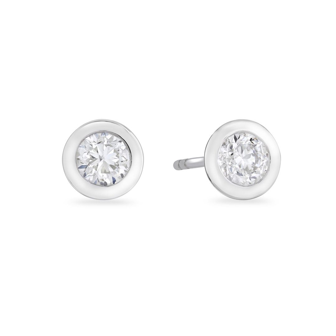Day Diamonds Platinum Round Brilliant Cut Diamond Stud Earrings