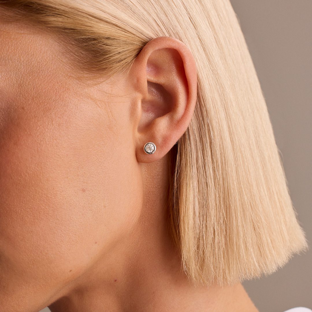 Day Diamonds Platinum Round Brilliant Cut Diamond Stud Earrings