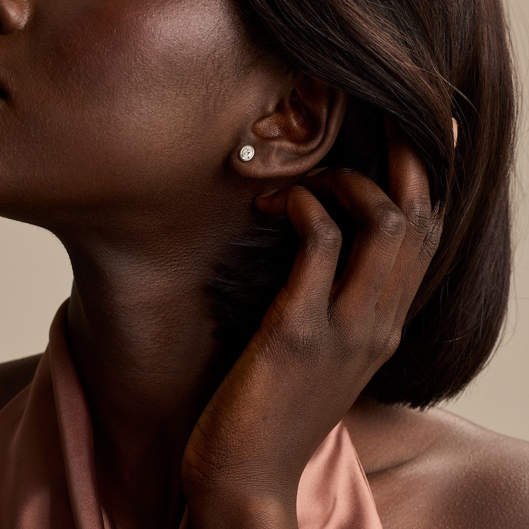 Day Diamonds Platinum Oval Cut Diamond Stud Earrings