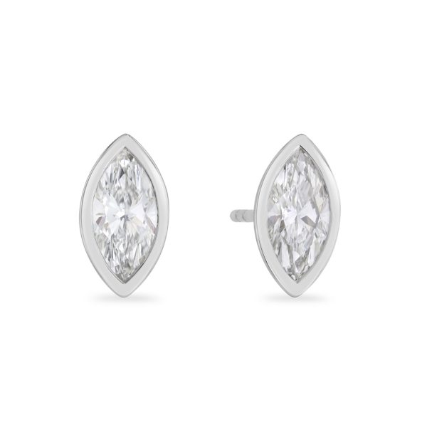 Day Diamonds Platinum Marquise Cut Diamond Stud Earrings