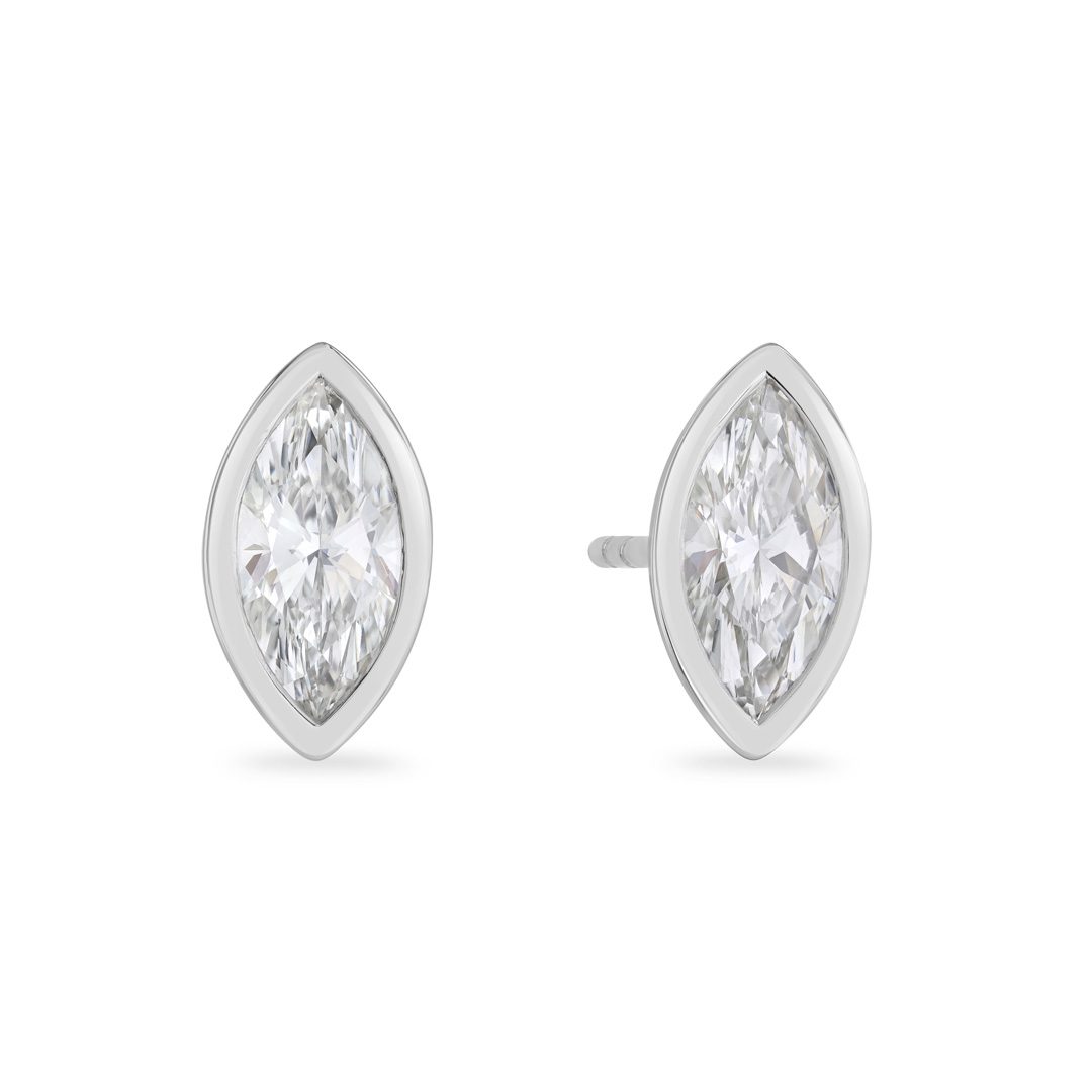Day Diamonds Platinum Marquise Cut Diamond Stud Earrings