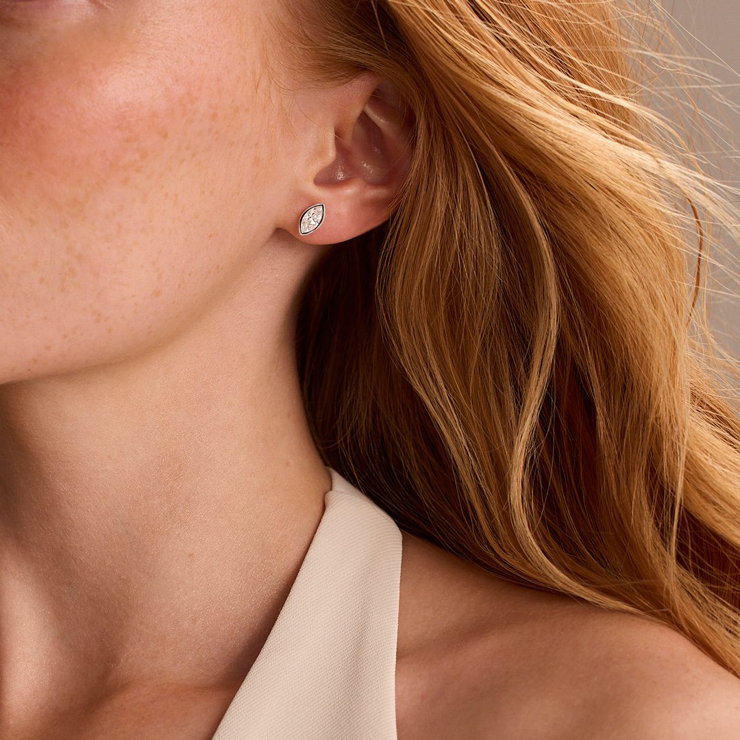 Day Diamonds Platinum Marquise Cut Diamond Stud Earrings