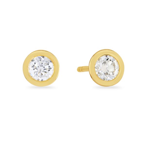 Day Diamonds Yellow Gold Round Brilliant Cut Diamond Stud Earrings