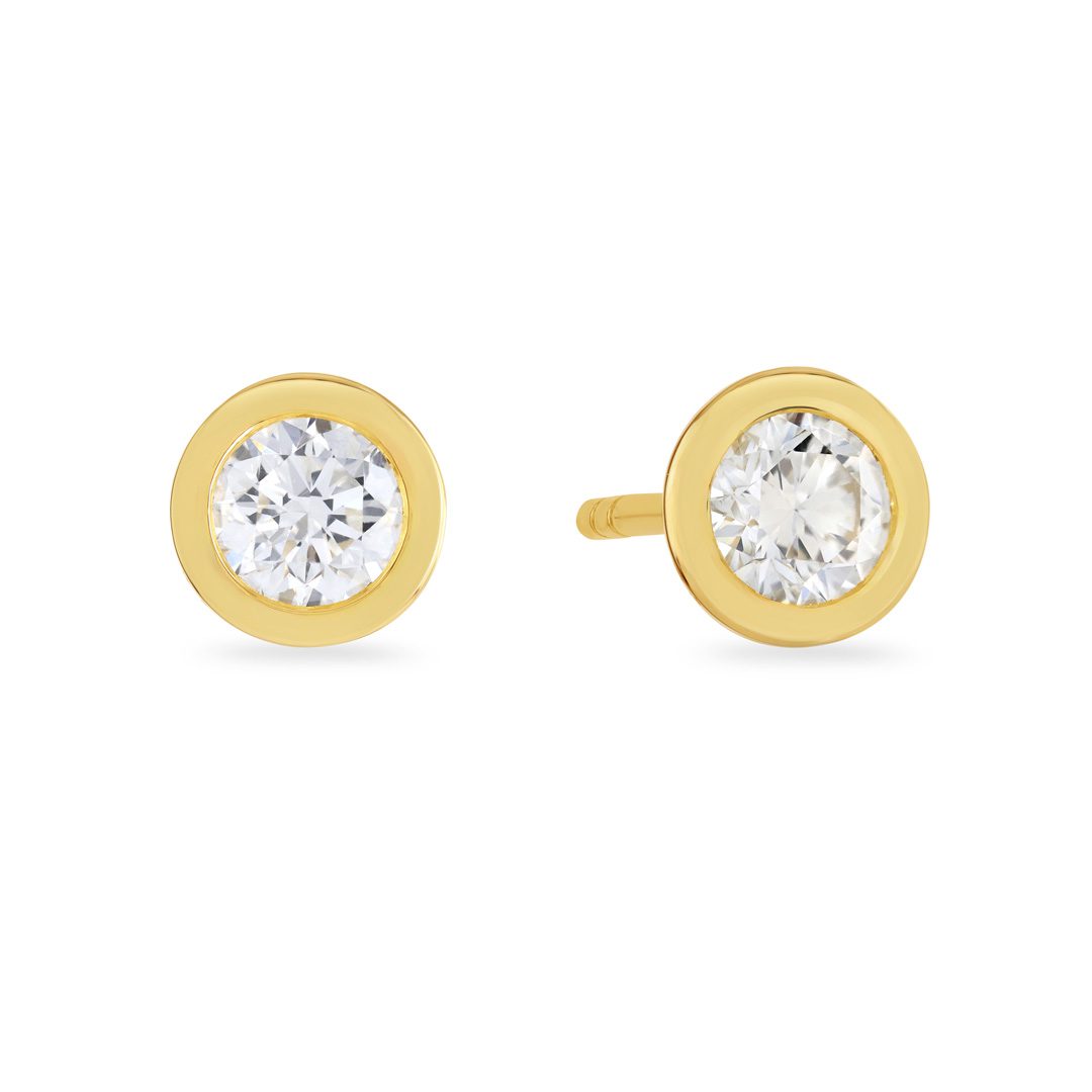 Day Diamonds Yellow Gold Round Brilliant Cut Diamond Stud Earrings