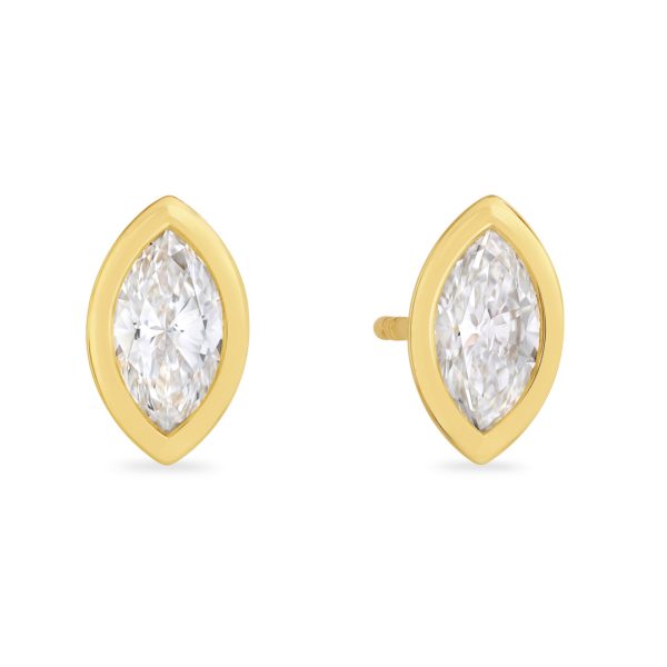 Day Diamonds Yellow Gold Marquise Cut Diamond Stud Earrings