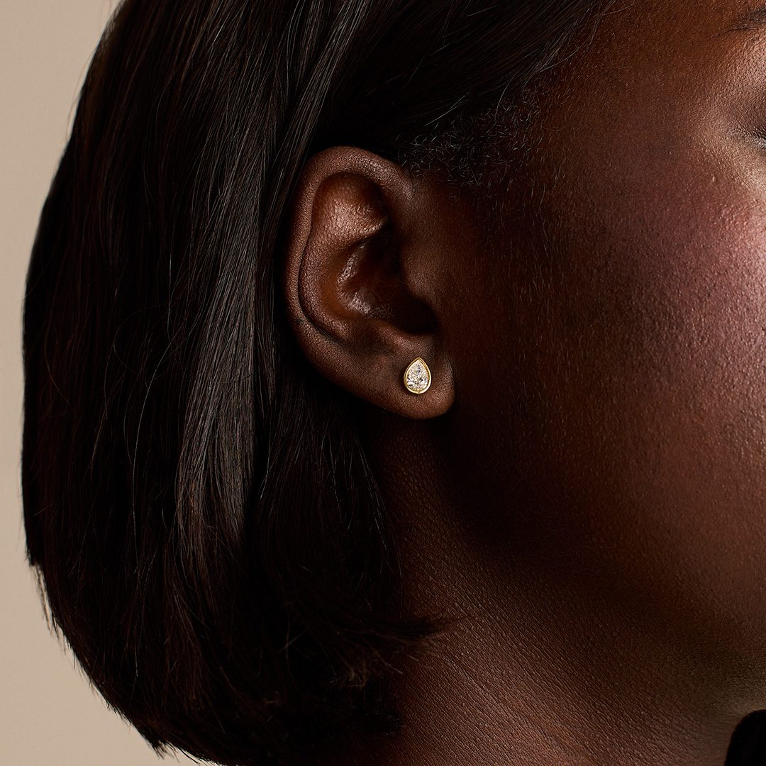 Day Diamonds Yellow Gold Pear Shape Diamond Stud Earrings