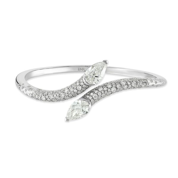 Pearfection White Gold Pear Shape Diamond Bangle