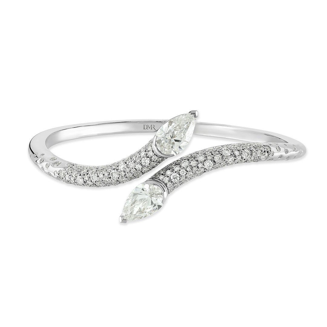 Pearfection White Gold Pear Shape Diamond Bangle