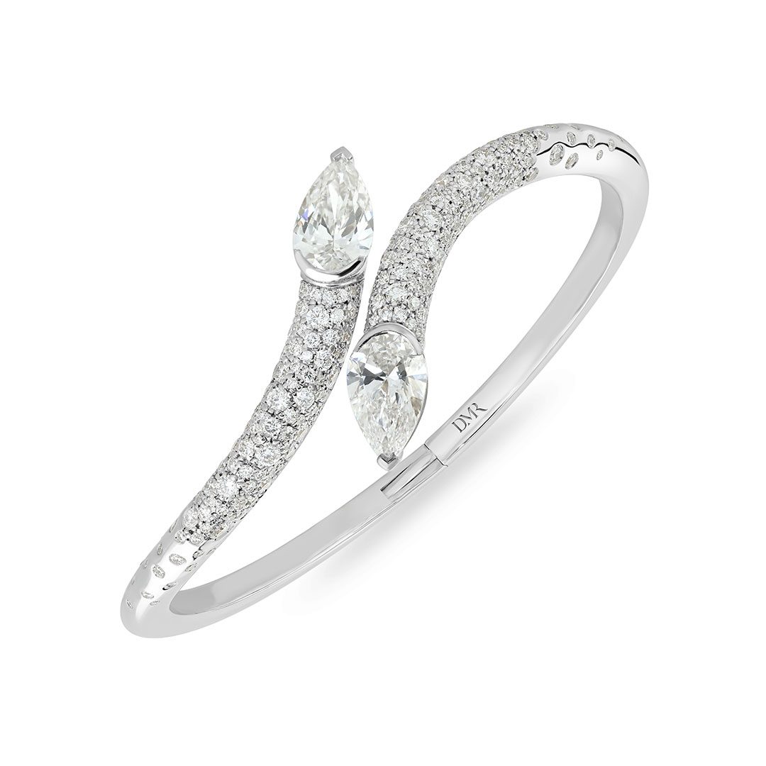Pearfection White Gold Pear Shape Diamond Bangle