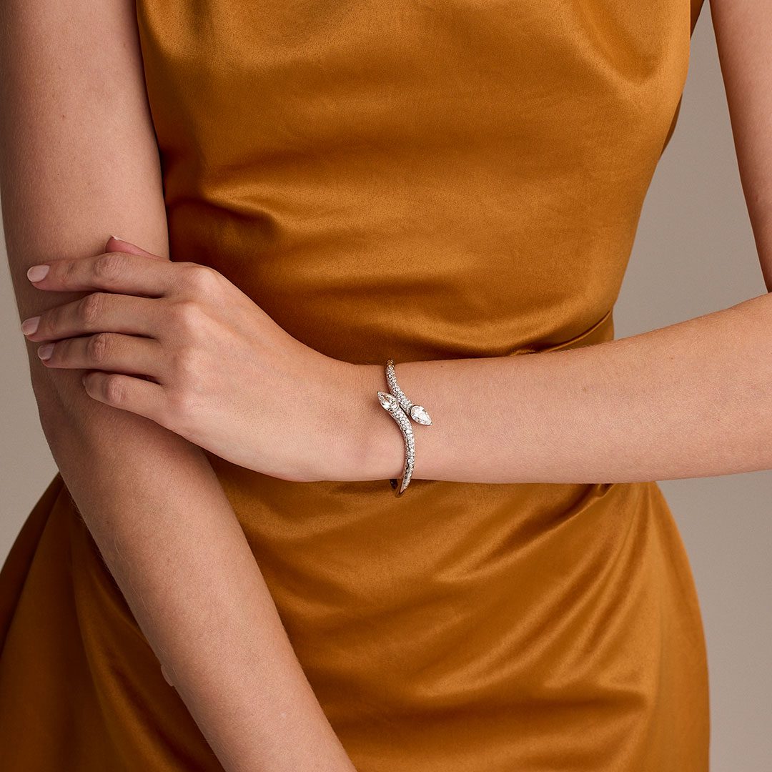 Pearfection White Gold Pear Shape Diamond Bangle