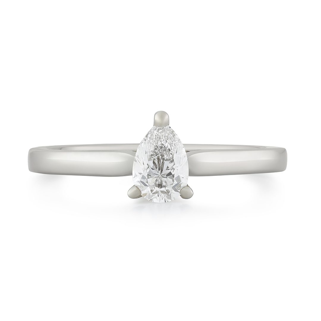 Signature Platinum Pear Shape Diamond Solitaire Ring