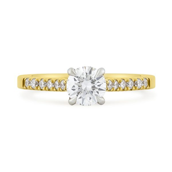 Yellow Gold Round Brilliant Cut Diamond Engagement Ring