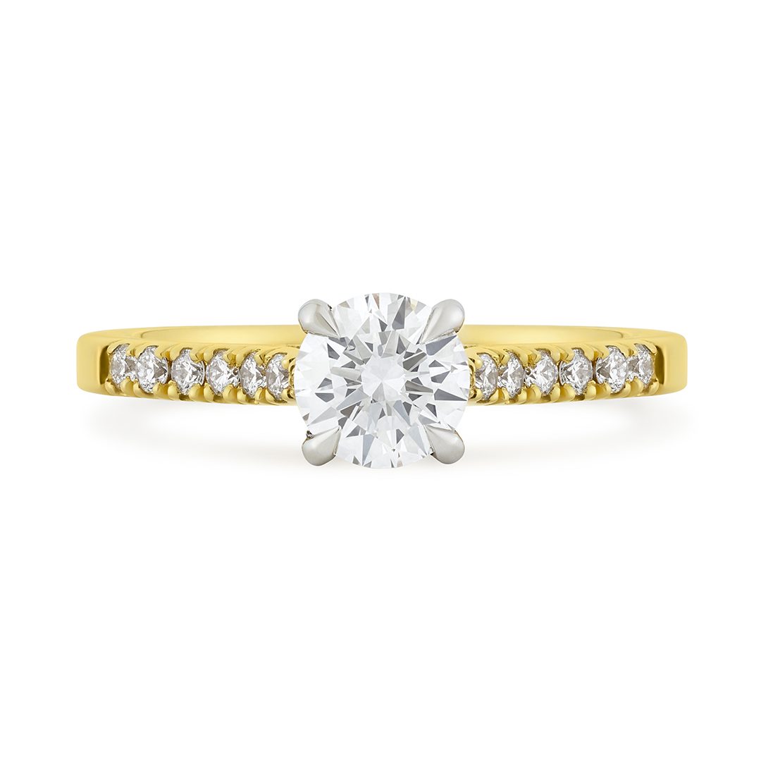 Yellow Gold Round Brilliant Cut Diamond Engagement Ring