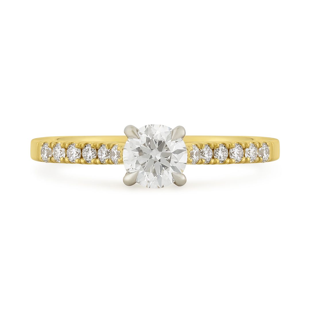 Yellow Gold Round Brilliant Cut Diamond Solitaire Engagement Ring