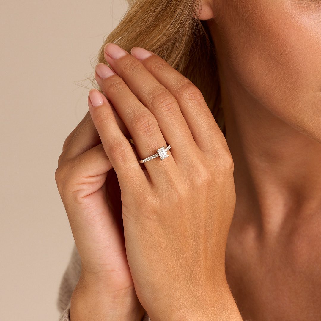 Signature Platinum Emerald Cut Diamond Ring