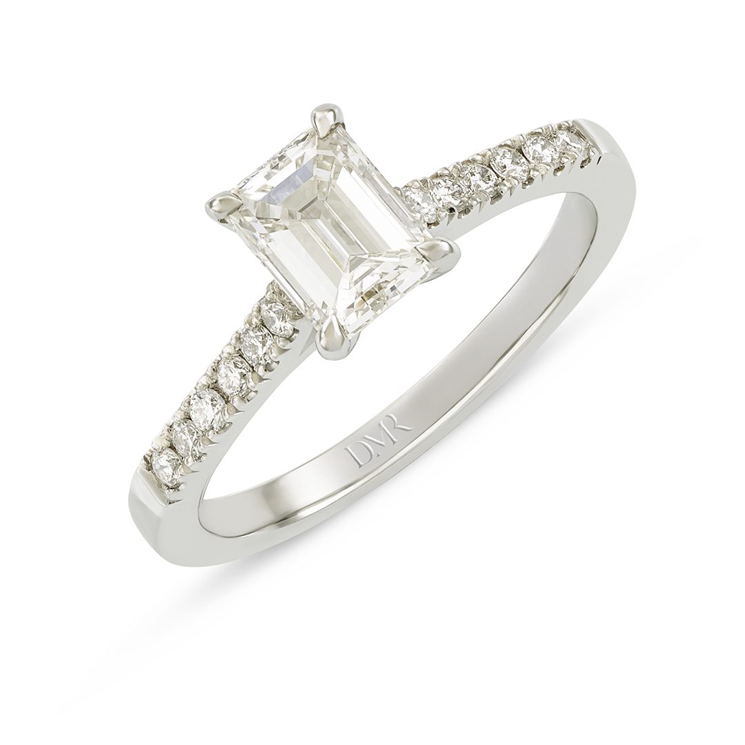 Signature Platinum Emerald Cut Diamond Ring