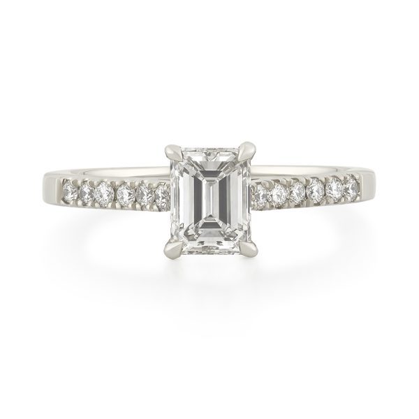 Signature Platinum Emerald Cut Diamond Ring