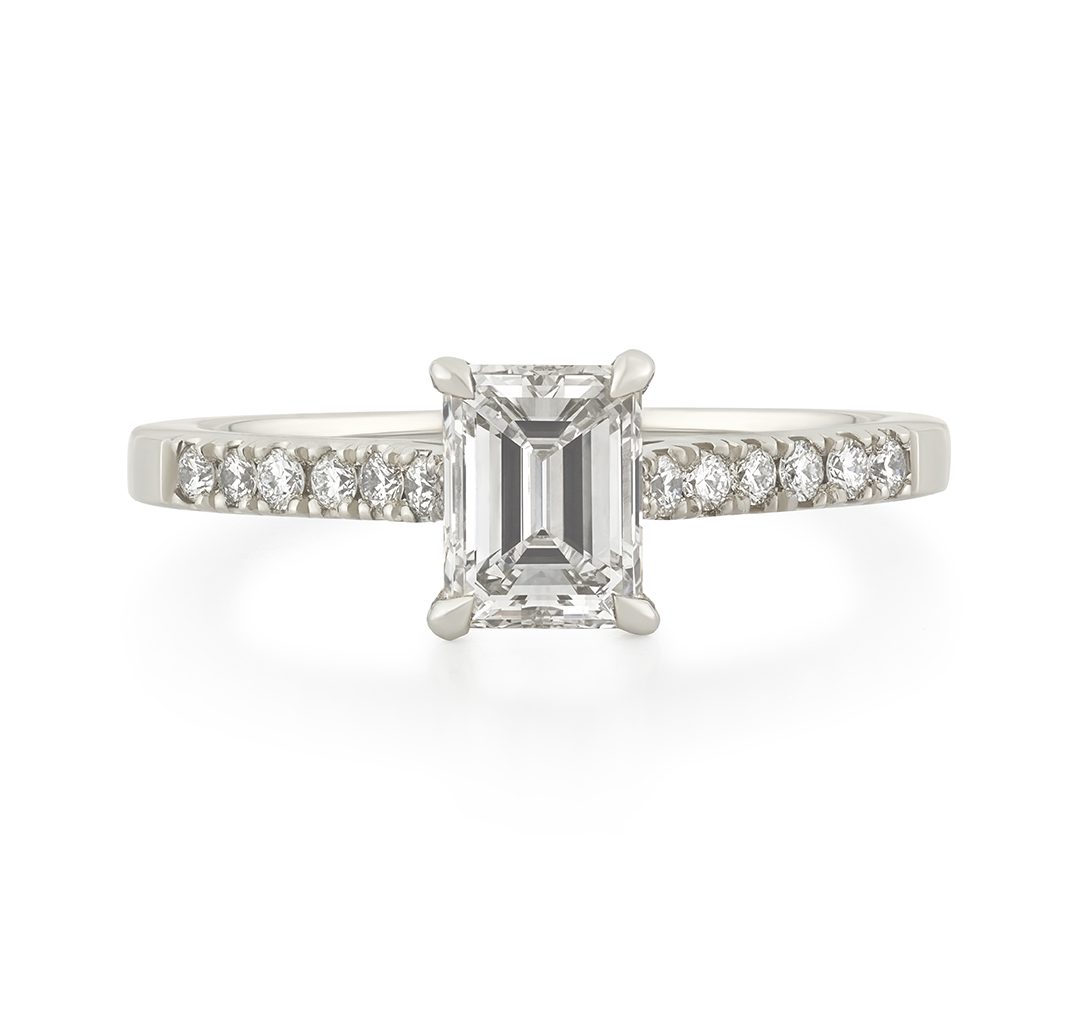 Signature Platinum Emerald Cut Diamond Ring