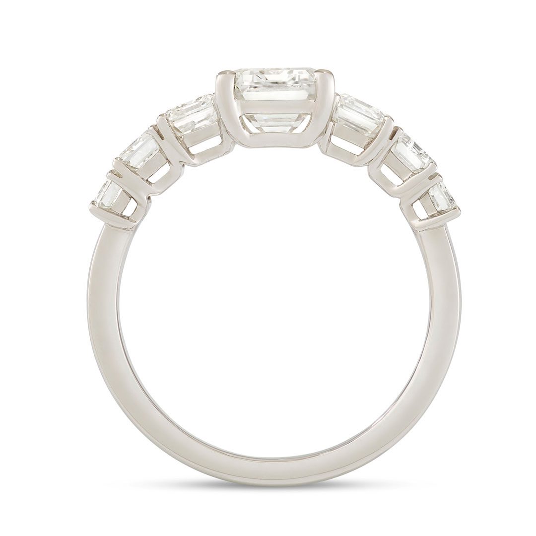 Platinum Emerald Cut Diamond Ring