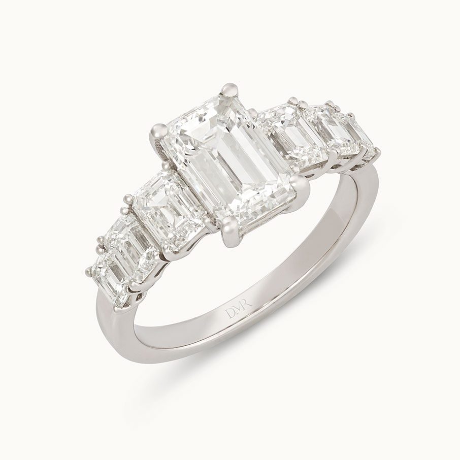 Platinum Emerald Cut Diamond Ring