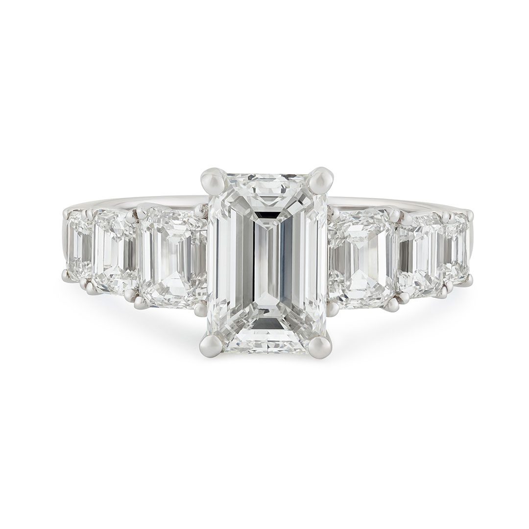 Platinum Emerald Cut Diamond Ring
