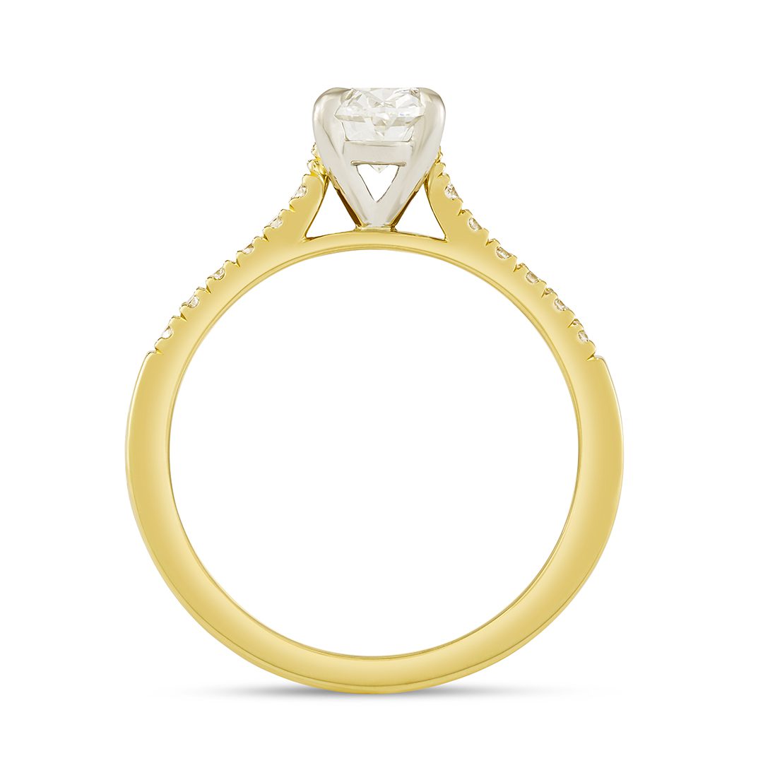 Yellow Gold & Platinum Oval Cut Diamond Solitaire Ring