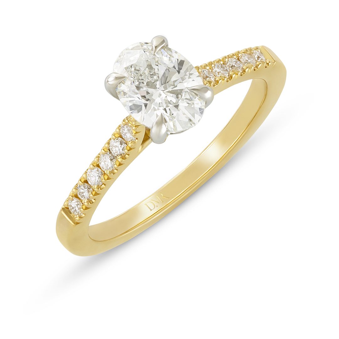 Yellow Gold & Platinum Oval Cut Diamond Solitaire Ring
