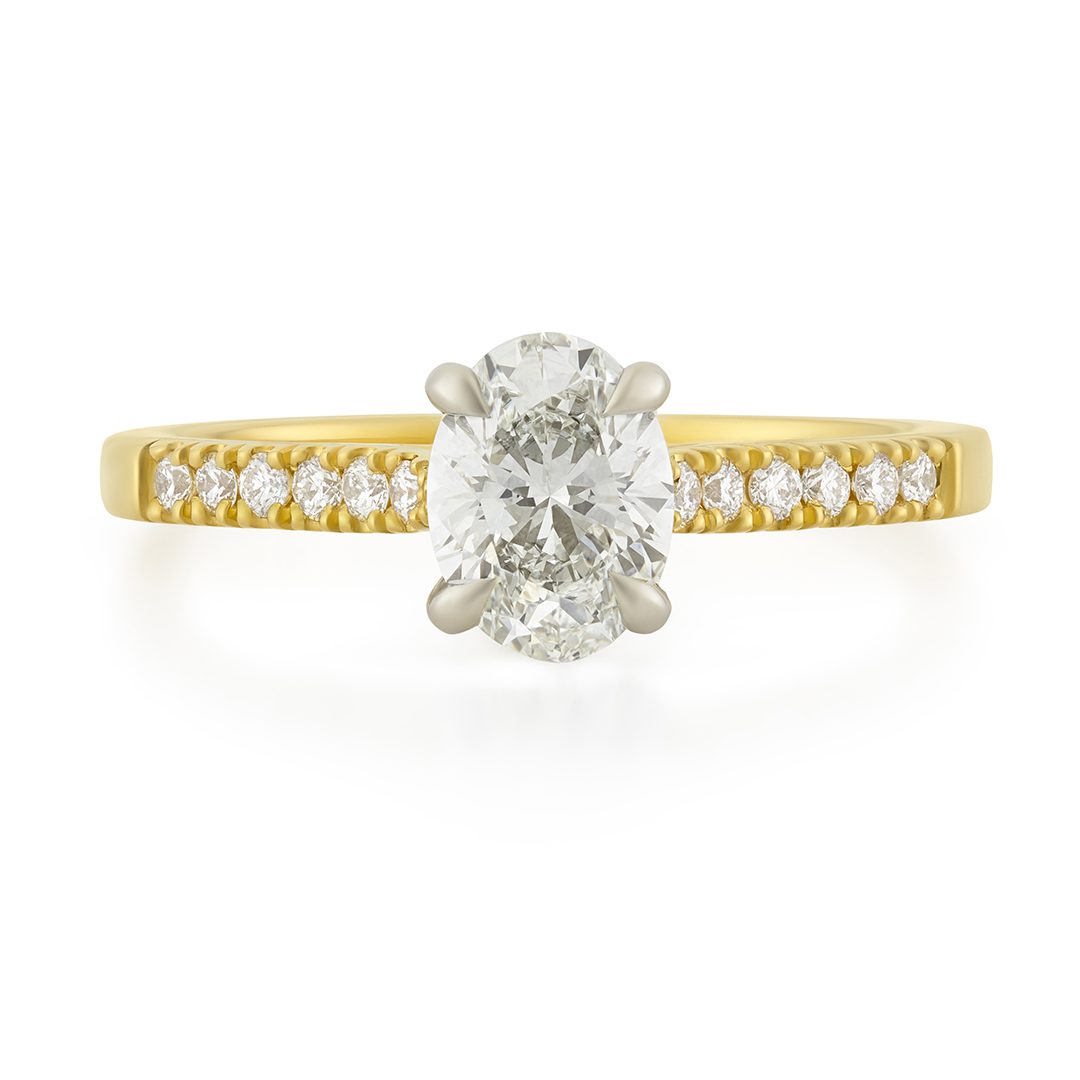 Yellow Gold & Platinum Oval Cut Diamond Solitaire Ring