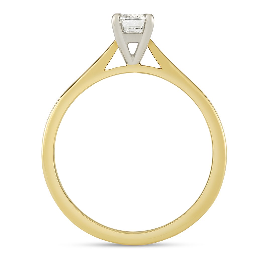 Signature Yellow Gold & Platinum Emerald Cut Diamond Solitaire Ring Signature Yellow Gold & Platinum Emerald Cut Diamond Solitaire Ring