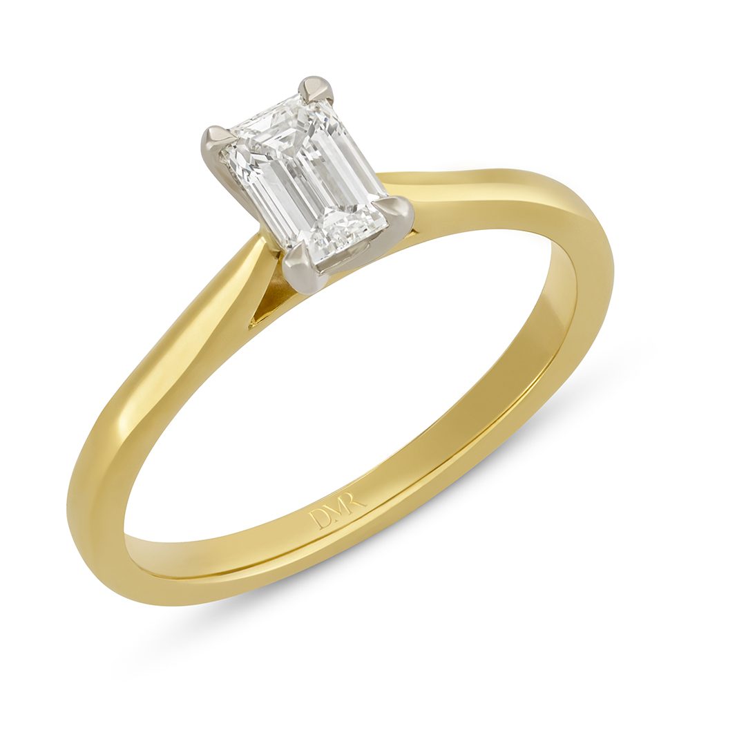 Signature Yellow Gold & Platinum Emerald Cut Diamond Solitaire Ring Signature Yellow Gold & Platinum Emerald Cut Diamond Solitaire Ring