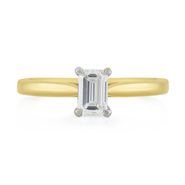 Signature Yellow Gold & Platinum Emerald Cut Diamond Solitaire Ring Signature Yellow Gold & Platinum Emerald Cut Diamond Solitaire Ring