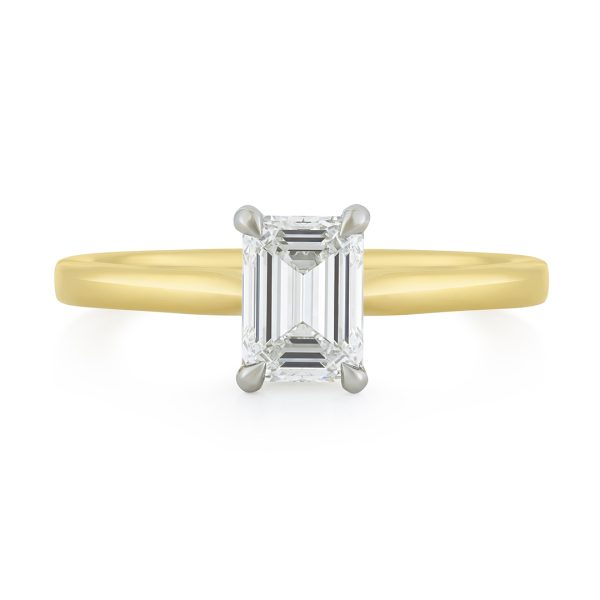 Signature Yellow Gold & Platinum Emerald Cut Diamond Ring
