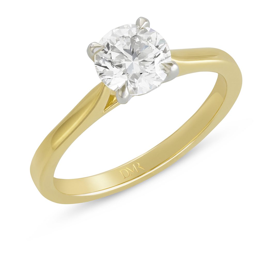Signature Yellow Gold Round Brilliant Cut Diamond Solitaire Ring