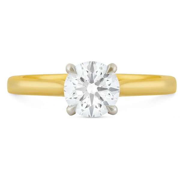 Signature Yellow Gold Round Brilliant Cut Diamond Solitaire Ring