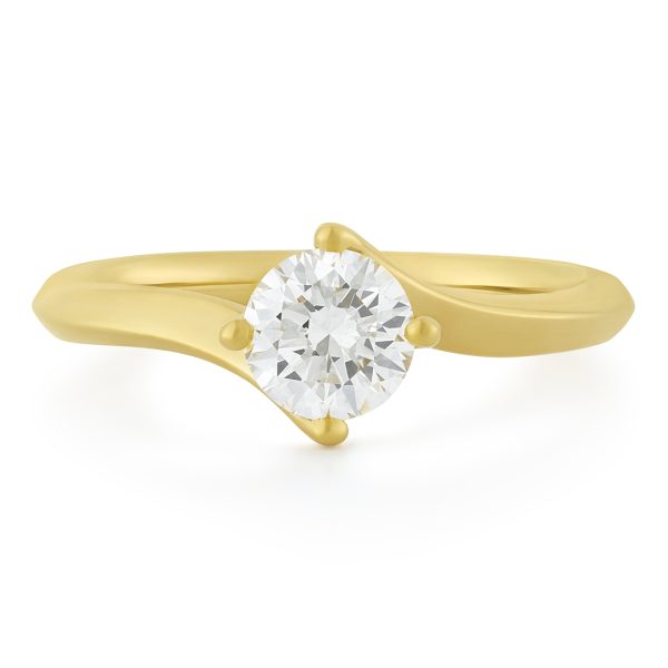 Signature Yellow Gold Round Brilliant Cut Diamond Solitaire Twist Ring