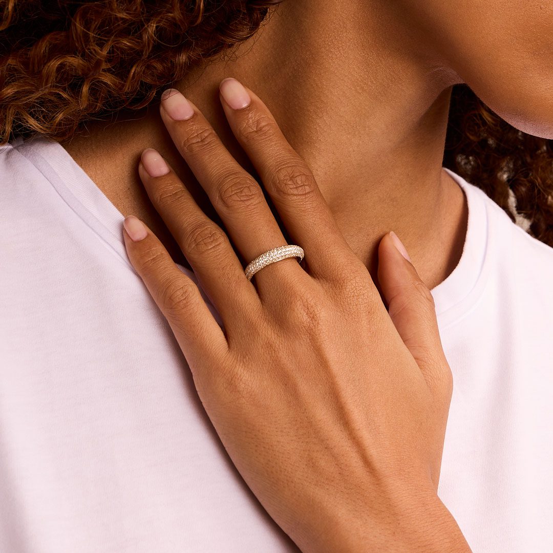 18ct Yellow Gold Domed Diamond Dress Ring