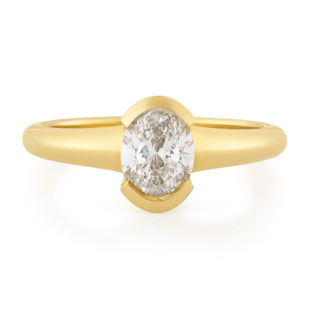 Alina 18ct Yellow Gold Oval Cut Diamond Solitaire Ring