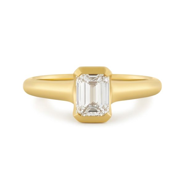 Alina 18ct Yellow Gold Emerald Cut Diamond Solitaire Ring