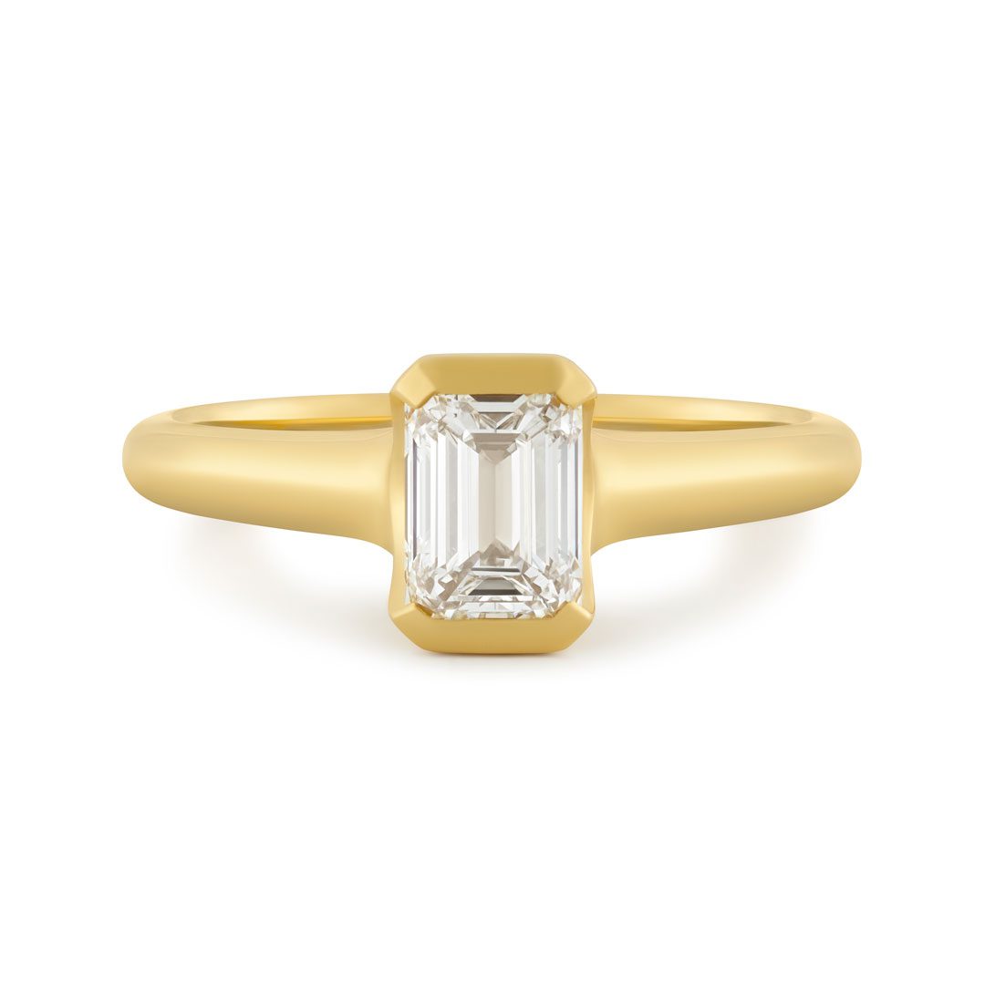 Alina 18ct Yellow Gold Emerald Cut Diamond Solitaire Ring Alina 18ct Yellow Gold Emerald Cut Diamond Solitaire Ring