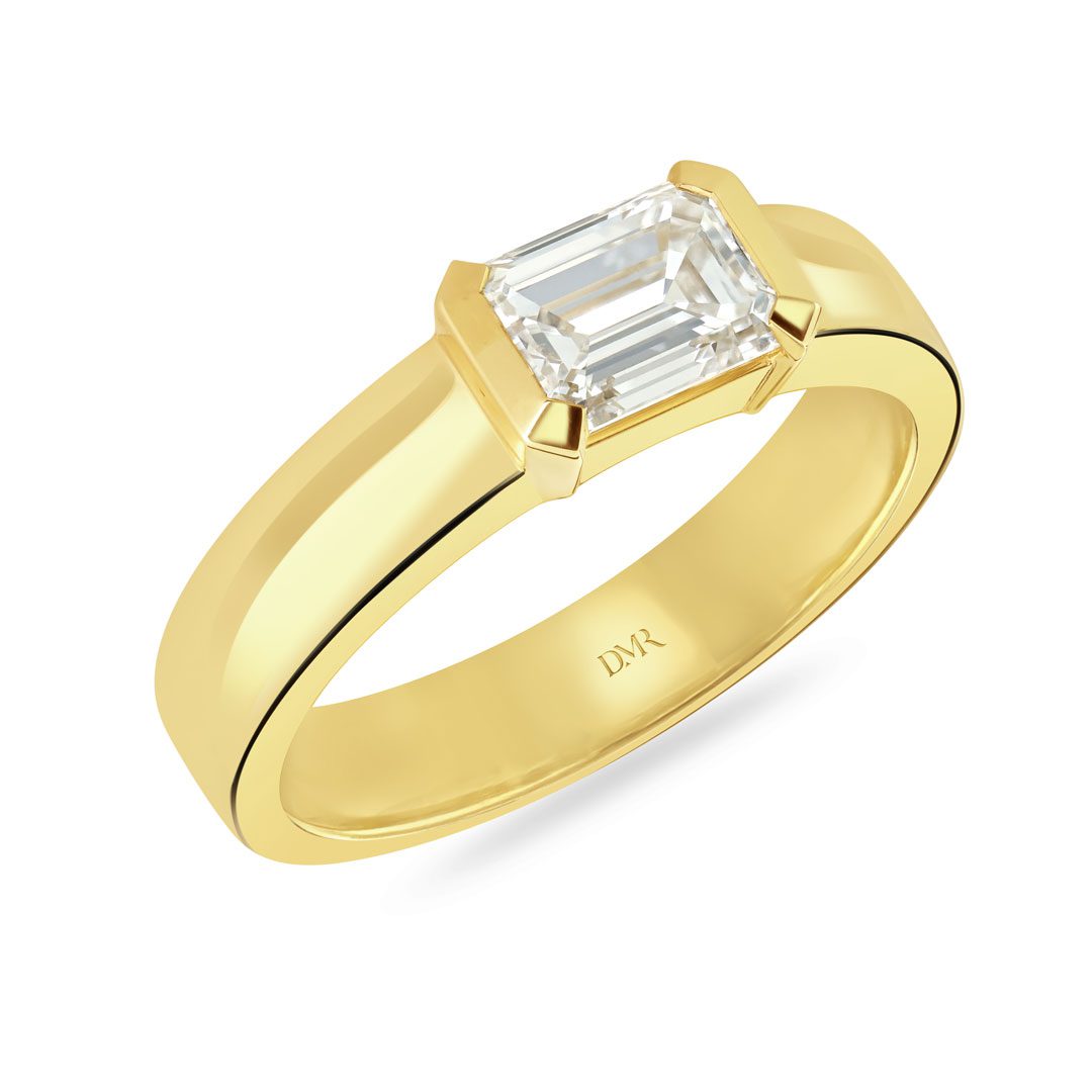 Signature Yellow Gold Emerald Cut Diamond Ring