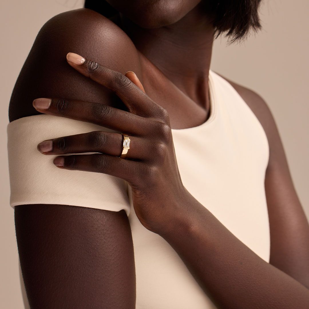 Signature Yellow Gold Emerald Cut Diamond Ring