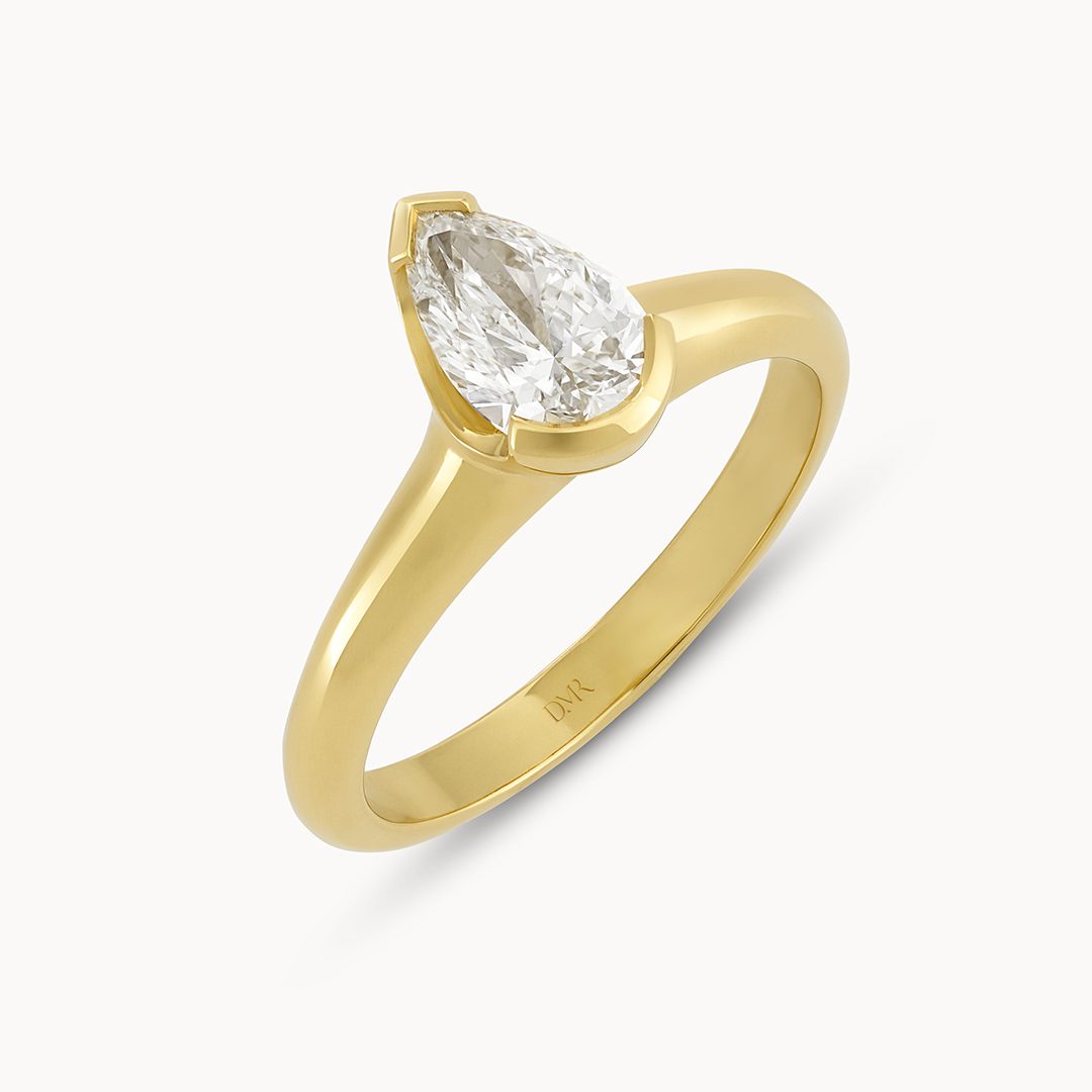 Alina 18ct Yellow Gold Pear Shape Diamond Solitaire Ring