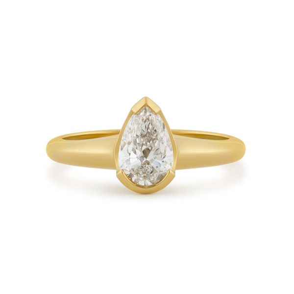 Alina 18ct Yellow Gold Pear Shape Diamond Solitaire Ring