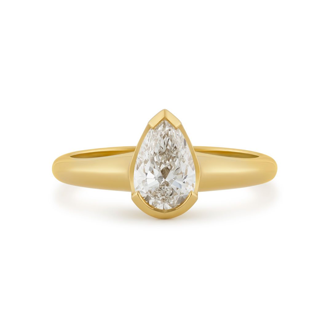 Alina 18ct Yellow Gold Pear Shape Diamond Solitaire Ring